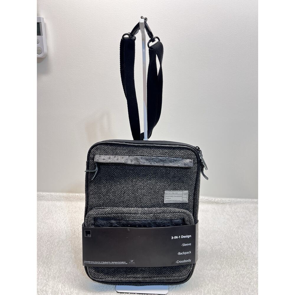 HEX Laptop Sleeve 3-in-1 Design Backpack, Crossbody, Grey and Black